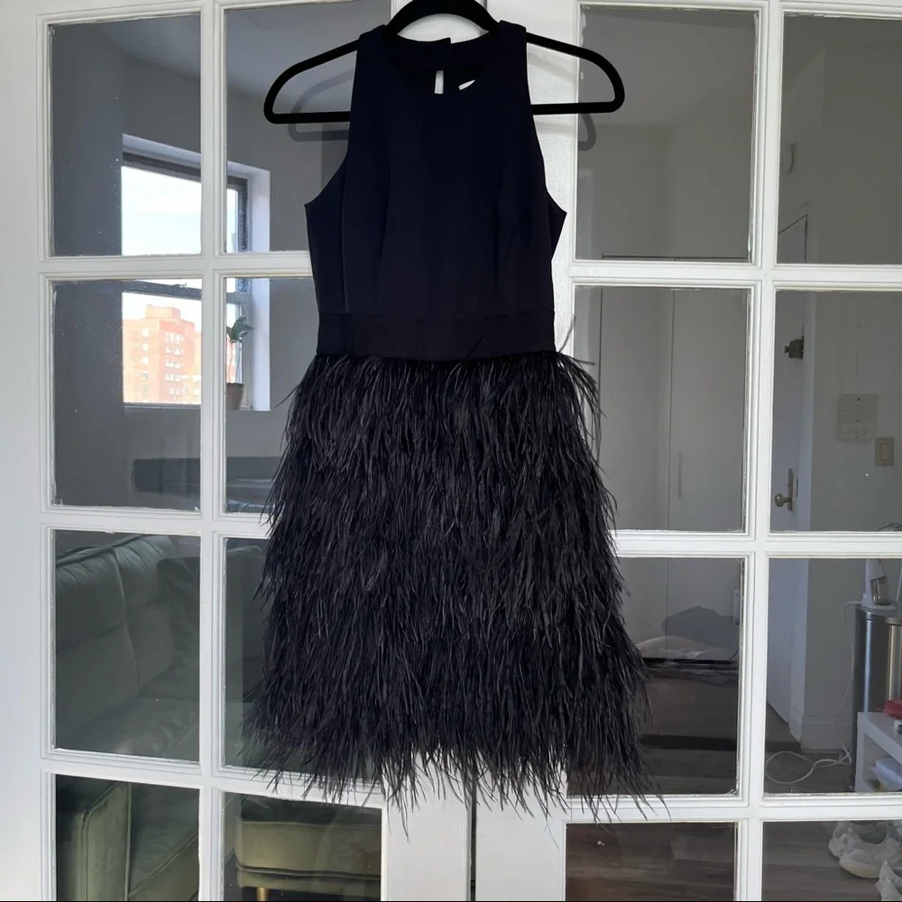 Milly Blair Ostrich Feather Cocktail Dress size 0 - Picture 2 of 15